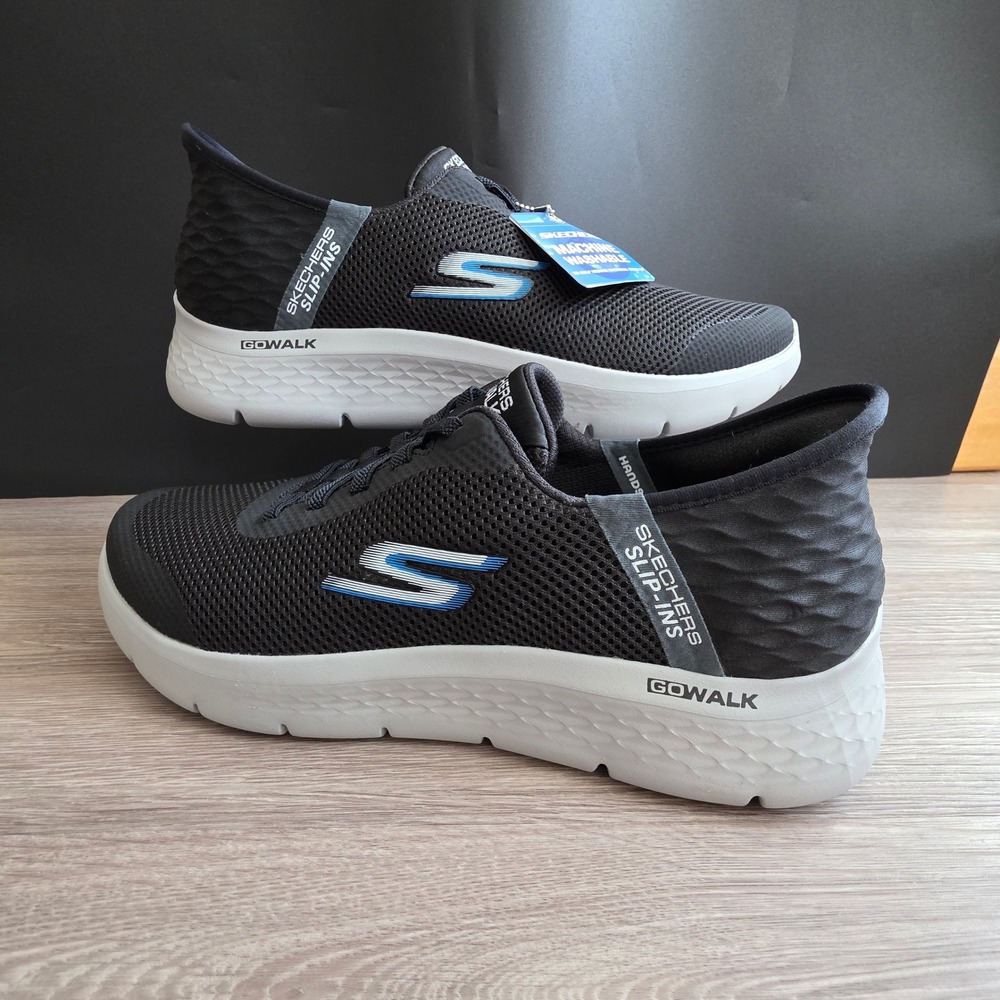 Skechers Mens Slip-ins Go Walk Flex Hands Up Black Gray Sneakers 216324 BKGY 10